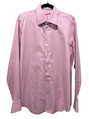 Robert Graham Pink Textured Button-Up Shirt Long Sleeves Mens XL Flip Cuff
